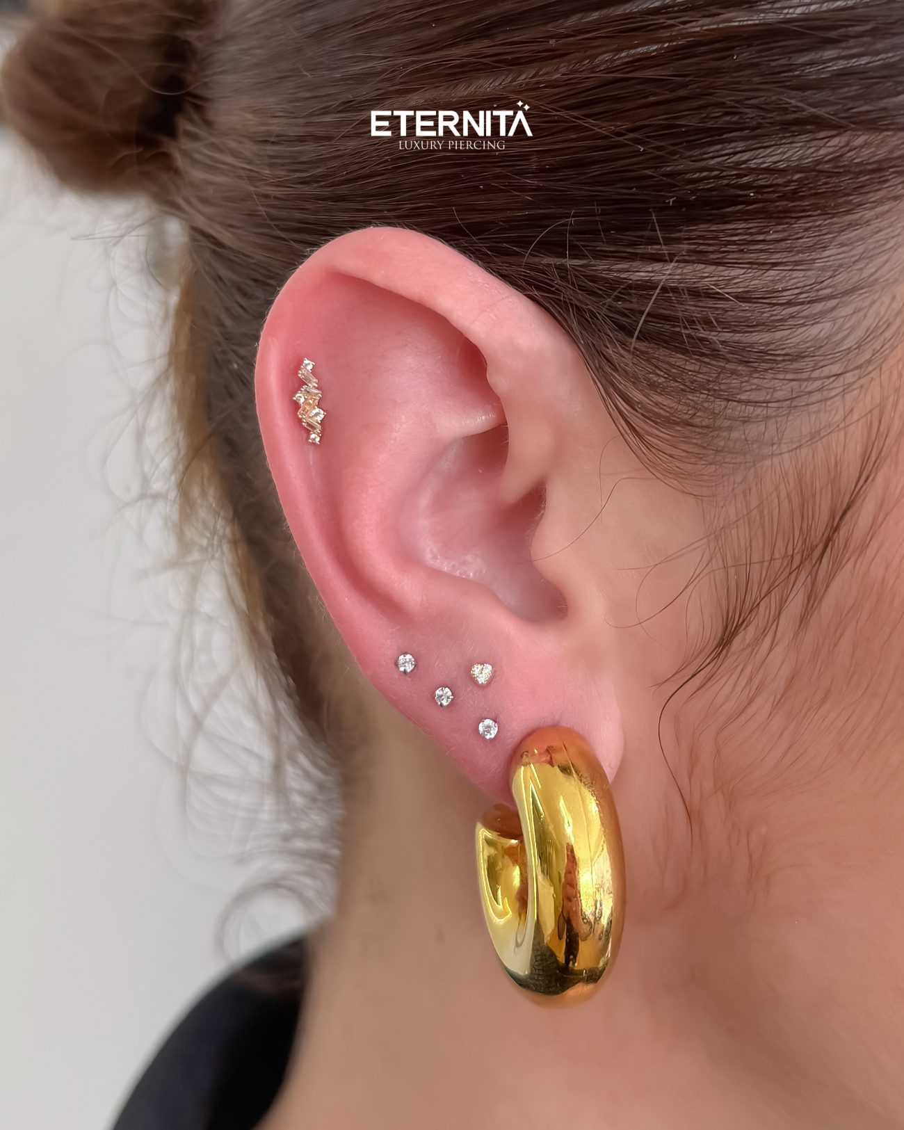 Lobes et helix, anneau épais en or