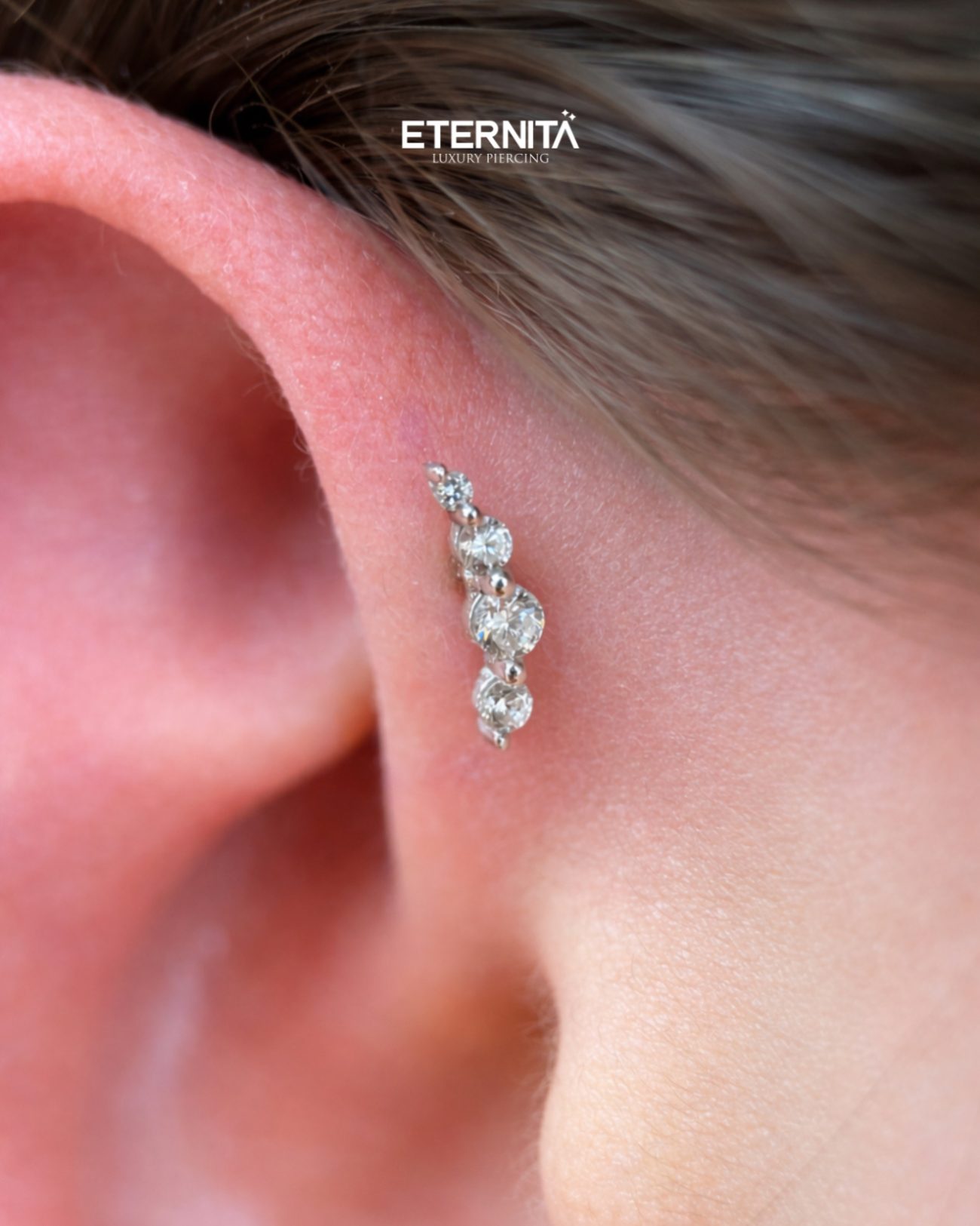 Bijou serti sur helix, macro